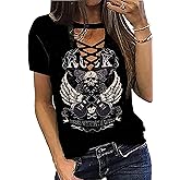 Rock and Roll Shirt Women Casual Country Music Tshirt Classic Rock Concert Outfits Vintage Nashville Graphic Tee Top