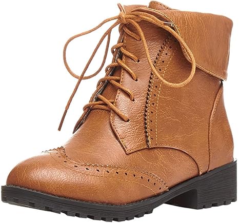 Amazon Com Boots For Women Ljsgb Round Head Laced Leather Martin