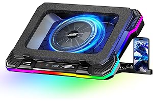 KeiBn Gaming Laptop Cooling Pad, Laptop Cooling Stand with 5.5inch External Cooling Fan, Rapid Cooling Laptop 15.6-19.3inch, Infinitely Variable Speed, 8 Height Stands, 4 USB Ports, Blue- K1