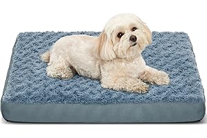 Kimpets Orthopedic Dog Beds for Crate with Removable Washable Cover Egg-Crate Foam Pet Pad Mat with Anti-Slip Bottom,Waterproof Dog Beds Small Sized，20x16 Inch