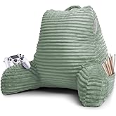 Clara Clark Reading Pillow for Bed Adult – Back Pillow for Sitting in Bed, Standard Bed Pillows for Sitting Up, Foam Chair Pillow, Sage Green Rest Pillow
