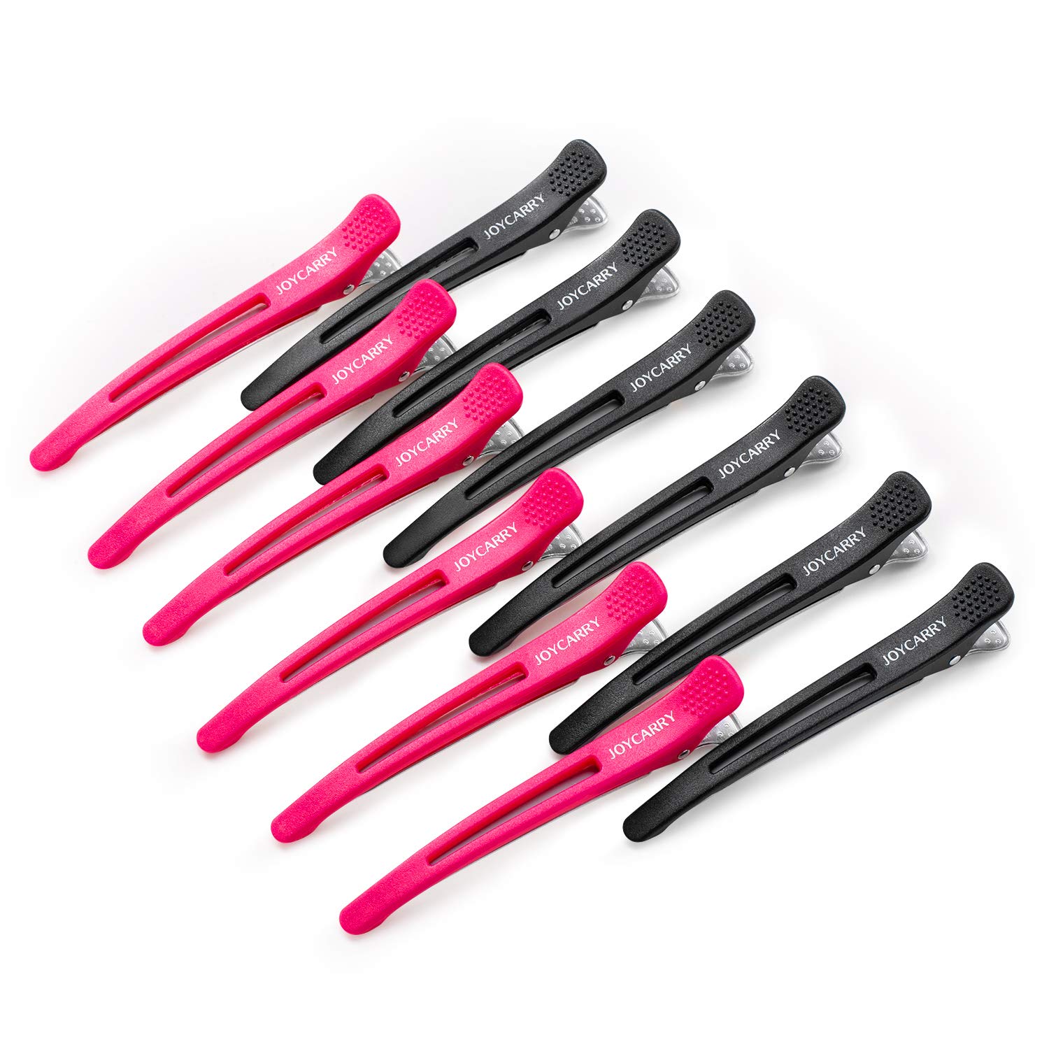 12 Professional Hair Clips for Women Styling Sectioning, Non-Slip Dividing Duckbill Hair Clips with Silicone Band, No Crease Hair Barrettes - Salon and Home Hair Cutting Styling Accessories (Rose Red) : Beauty