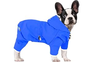 NOWDER Dogs Four-Legged Raincoat Hooded with Reflective Strip Waterproof Rain Jacket for Small Medium Dog Pet Poncho Clothes, Comes with Leash Hole (Blue, M)