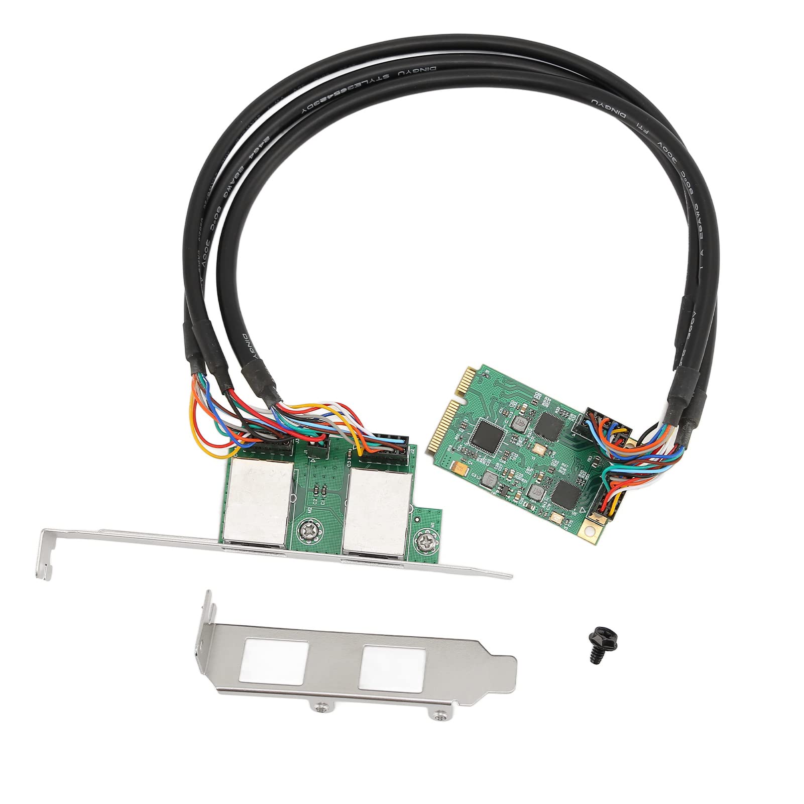 Mini PCIE Gigabit Ethernet Card, PCI Express Network Card with 2 RJ45 Port RTL8111H Chip Drive Free Gigabit Internet Card for for Windows, for Linux, for OS X