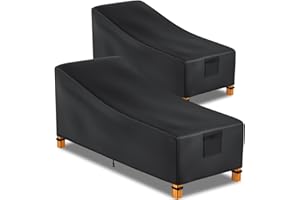 Likorlove Patio Chaise Lounge Cover, Easy-Going Waterproof Patio Lounge Chair Cover Heavy Duty Outdoor All Weather Resistant Furniture Cover with Air Vent, 80L x 34W x 32H inch, Black 2 Pack