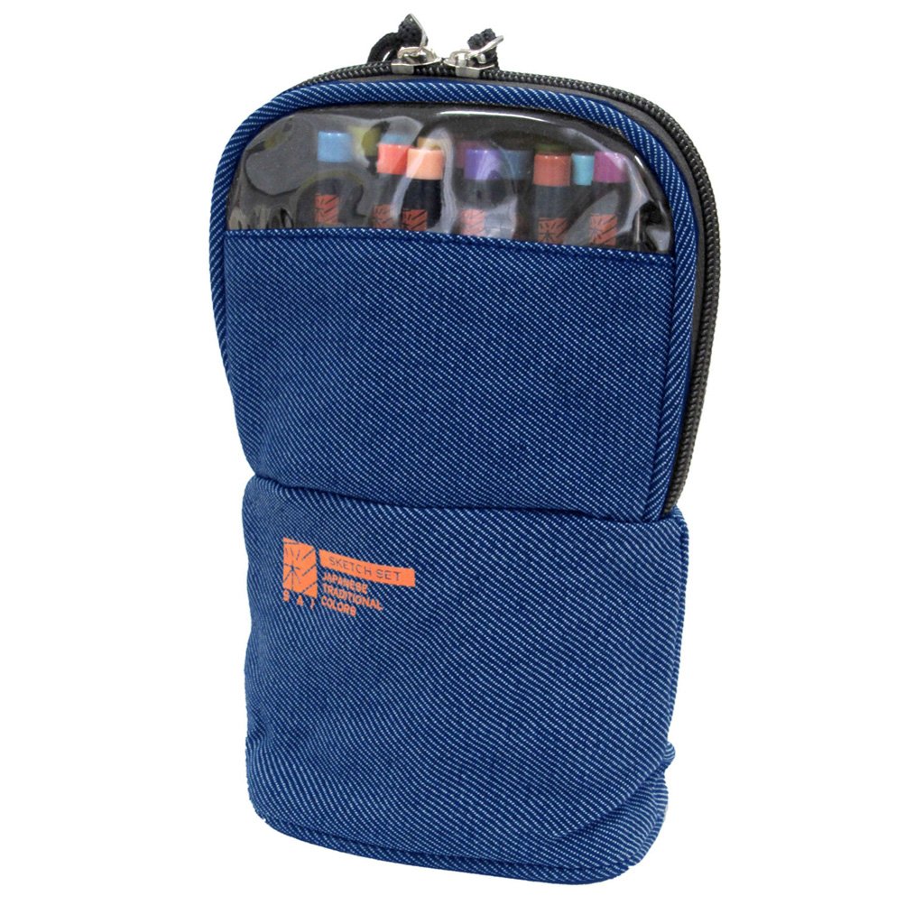 Akashiya Sai Watercolor Brush Pen & Drawing Set w/ Denim Bag