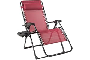 Goplus Oversized Zero Gravity Chair, XL-Extended Version, Outdoor Recliner w/Cup Holder & Detachable Headrest, Foldable Mesh 