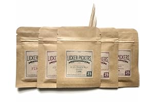 LICKER PICKERS TOOTHPICKS PROUDLY MADE IN DALLAS TEXAS . UNITED STATES OF AMERICA All White Birch Wood Toothpicks Made Using Premium Spirits. 25 Pickers - Bourbon & Honey