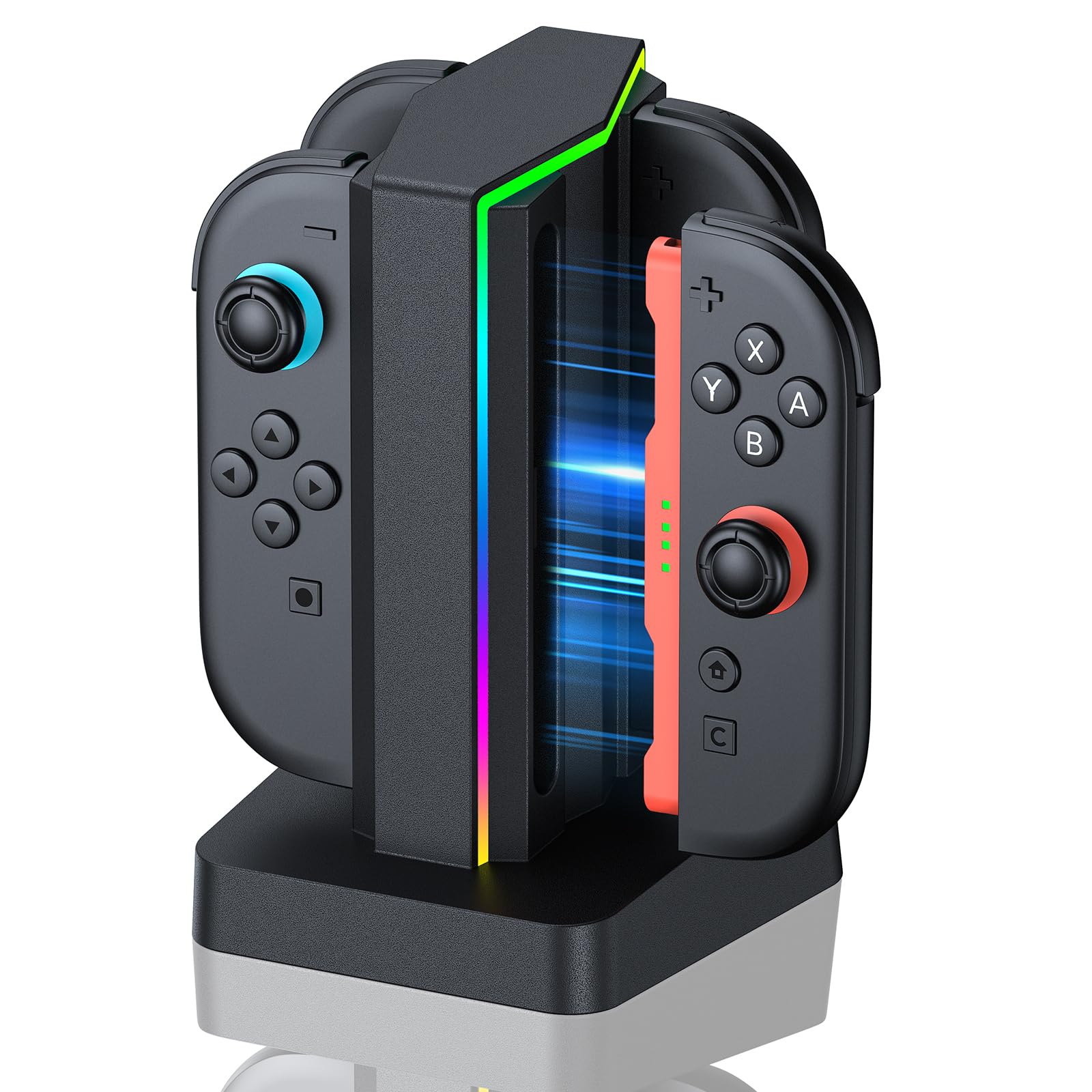 Pogriko Charging Dock for Nintendo Switch 2 Controller, [7 RGB Light] [Fast Charger Station] with Charging Cable for Switch 2 Joycon Accessories