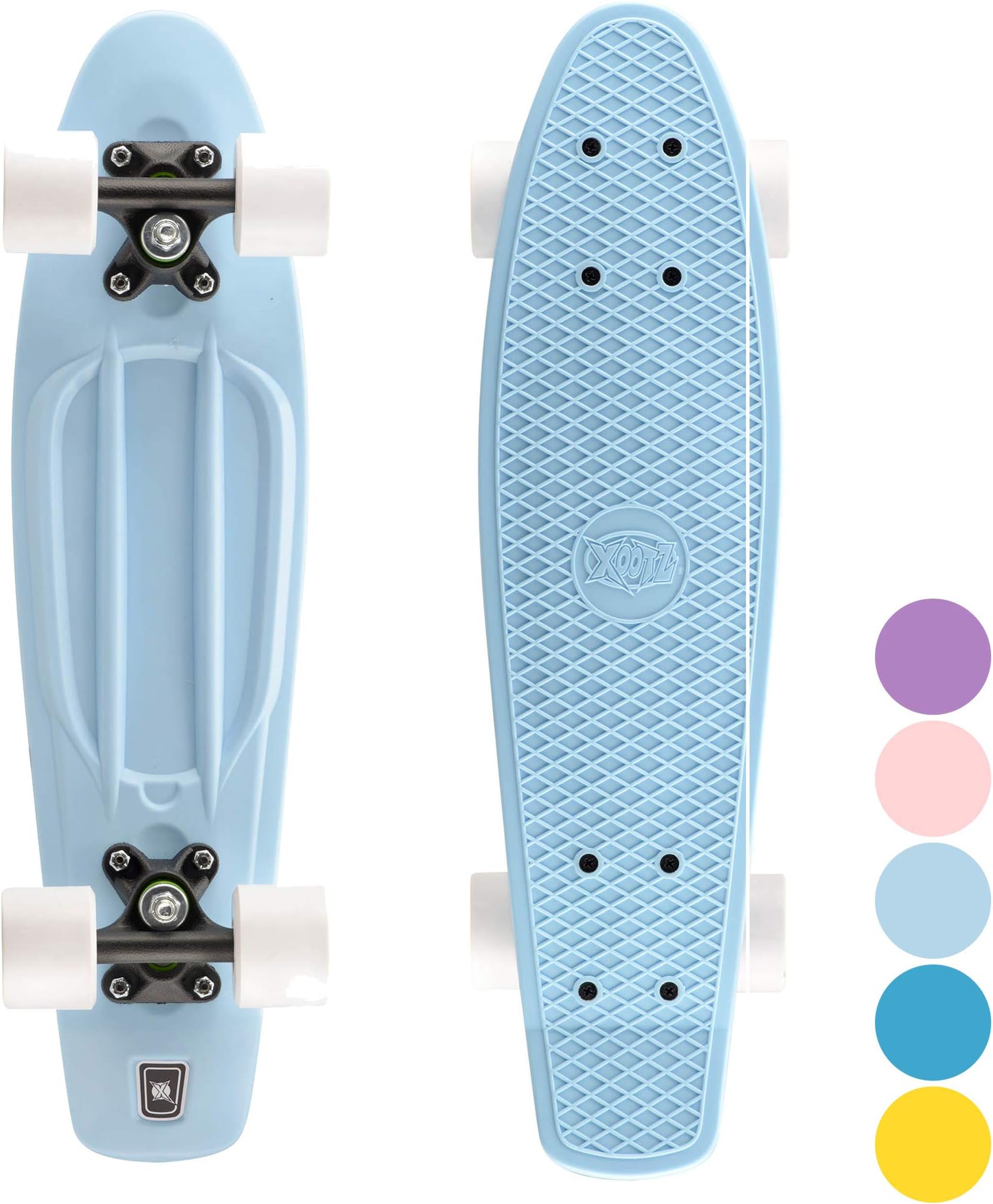 Xootz Kid's Mini Cruiser Skateboard, Retro Plastic Complete Skateboard for Boys and Girls