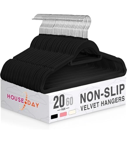 Smartor White Velvet Hangers 60 Pack - Space Saving Non-Slip Clothes Hangers With Tie Bar And Shoulder Notches