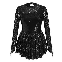 AFAVOM Sequin Figure Skating Dress for Women Girls