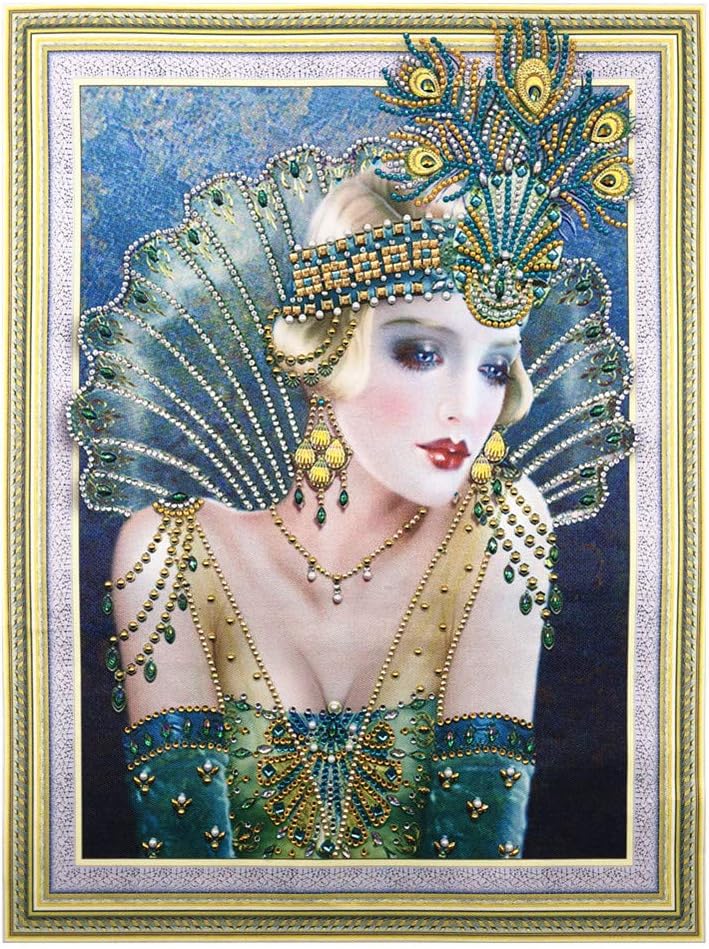 Hibah DIY 5D Diamond Painting Special Shape Diamond Mosaic Set, Cross Stitch Rhinestones Europe and The United States Modern Beauty Embroidery Painting 16x20 inches