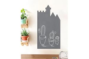 HILIUS Magnetic Wall Decal for Kids, Magnetic Chalkboard Contact Paper for Wall, Playroom Essentials, Includes Dustless Chalks, Chalk Holder, Wipe Cloth, Stickers (Grey Castle, 22.8" x 46.5")