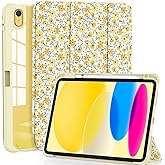 OKP Case for iPad 11th Generation 11-inch (A16) 2025, for 10.9'' iPad 10th Gen 2022, Slim Lightweight i Pad 11/10 th Gen Cover with Trifold Stand, Auto Wake/Sleep, Clear PC Back Shell, Yellow Flowers