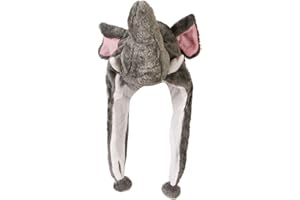 Timiot Cute Plush Animal Character Winter Hat Fun Ski Cap with Detailed Animal Face Long Ear Straps with Pom Pom Ends