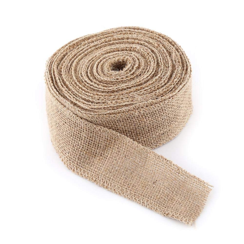 Burlap Jute Ribbon, Wide Natural Jute Burlap Fabric Craft Ribbon Roll, 10 Yards Burlap Ribbon(5CM)