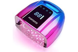 Purtato Professional Rechargeable 96W UV LED Portable Cordless UV Light for Nail Lamp Machine with Removable Stainless Steel Bottom,4 Timer Setting and Smart Sensor Nail Dryer (Blue&Purple)