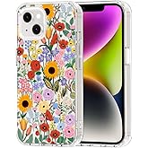 MOSNOVO for iPhone 13/14 Case | Military Grade 6.6ft Drop Tested | Clear with Blossom & Bloom Design