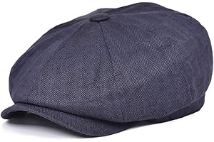 BOTVELA Men's Linen Newsboy Cap Herringbone Breathable Summer Hat