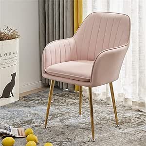 Sillas de Comedor de imitación de Cuero Rosa con Patas de Metal con