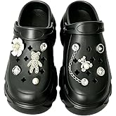 Hhhchpm Women's Platform Clogs Slip On Slides Shoes Beach Sandals Gardener Clog Hight Heels Mule Slippers Garden Shoes DIY Accessories Sandals