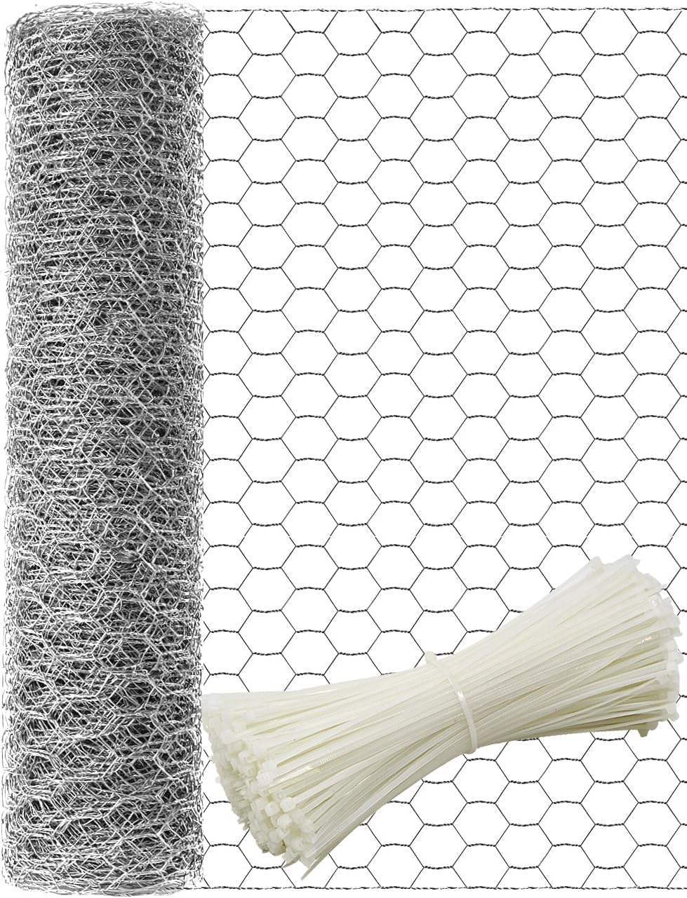 TOYPOPOR Chicken Wire Netting 40cm x 5m Galvanized Garden Fence Hex Mesh