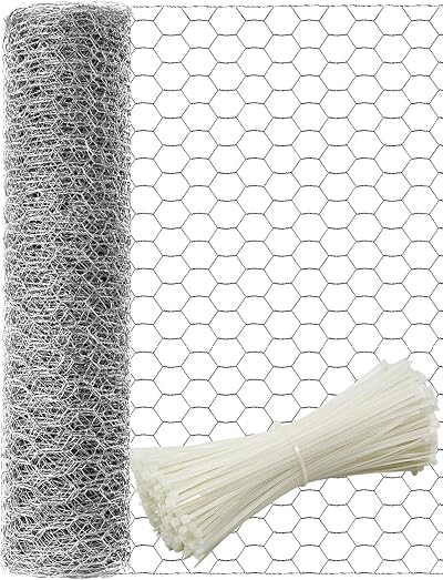 TOYPOPOR 16in x 82ft Chicken Wire Mesh Galvanized Hexagonal Fence