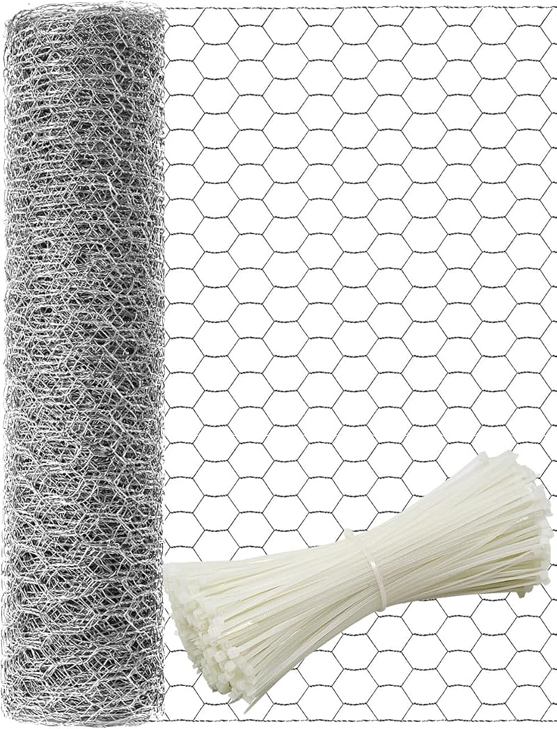 TOYPOPOR Chicken Wire Netting 40cm x 5m Galvanized Garden Fence Hex Mesh