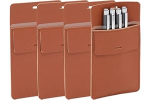 Okuna Outpost Pocket Protectors for Shirts and Lab Coats, Brown Leather Pen Holder (4 Pack)