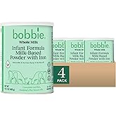 Bobbie Whole Milk, Grass Fed Infant Formula with Iron, Plant Based DHA and ARA, Vitamin D and Protein Blend Modeled After Bre