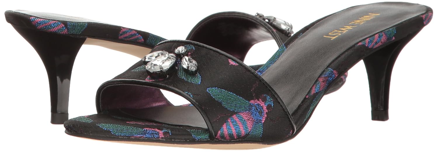 nine west lavender fabric mule black 5 b(m) us