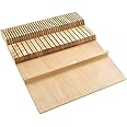 Rev-A-Shelf 4WDKB-1 2-Row Trimmable 55 Slot Knife Block Tray Kitchen Drawer Organizer Insert with Utensil Holder Tray, Wood