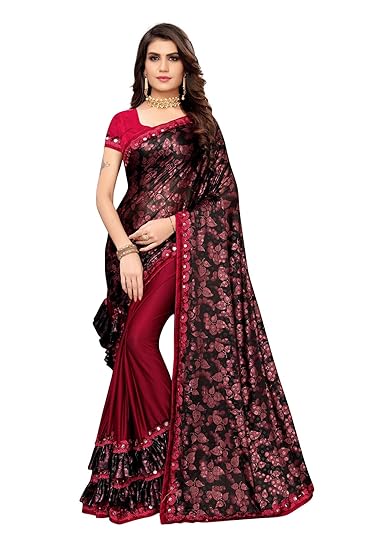 Women's Jacquard Lycra Saree With Blouse Piece