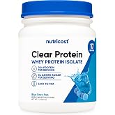 Nutricost Clear Whey Protein Isolate Powder (Blue Razz Pop) 1 LB | 20g Protein Per Serving, Zero Added Sugar, Easy-Mix WPI Drink, Gluten-Free, GMO-Free, 17 Servings