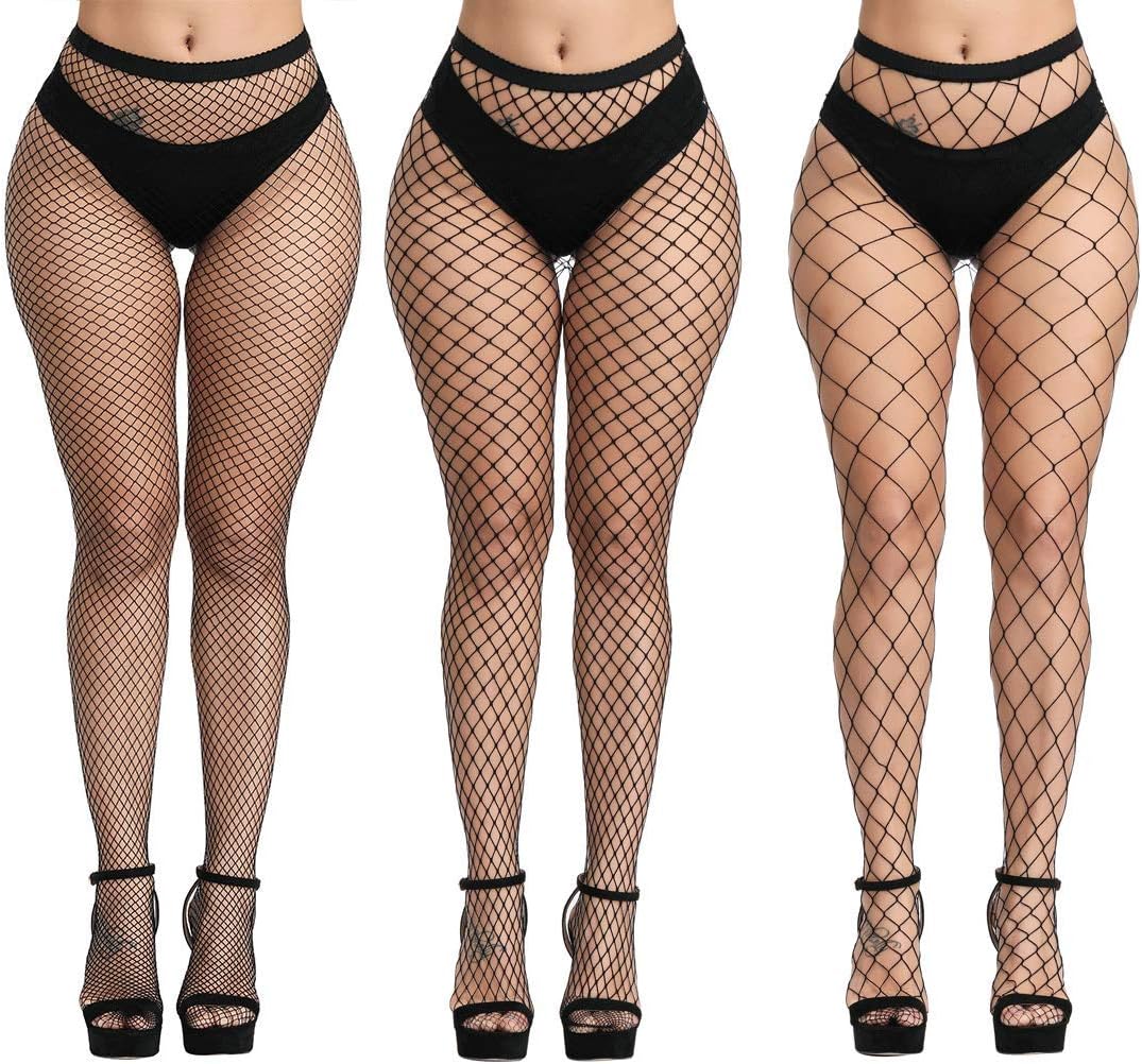 Pareberry Women's High Waisted Fishnet Tights Sexy Wide Suspender Pantyhose Thigh-High Fishnet Stockings