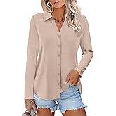 TICTICMISS Womens Long Sleeve Tops Button Down Shirts Dressy Casual Fall Tops Trendy Tunic Tops