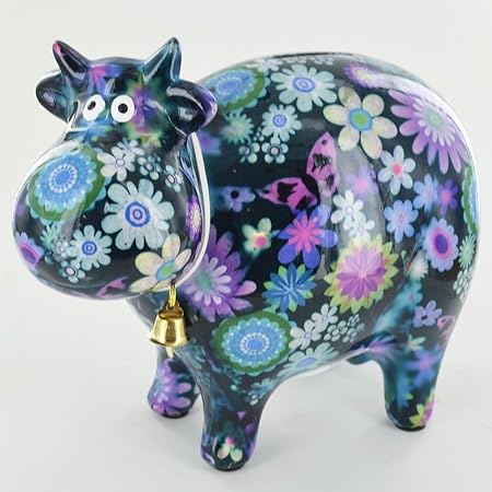 Pomme Pidou Bella Cow Colourful Dark Green Flower Design Ceramic - pomme pidou bella cow colourful dark green flower design ceramic money box amazon co uk kitchen home