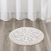 Madison Park Casablanca 100% Cotton Tufted Bathroom Rugs Luxurious Plush Medallion Floral Pattern Bath Mat Absorbent, Quick Dry, Spa Design Shower Room Décor, Round 25