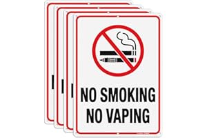 GicnKeuz No Smoking Signs for Business, 10 x 7 Inches No Vaping Signs, 6 pre-drilled Holes, Reflective Aluminum, Fade Resistant/Waterproof, Indoor or Outdoor Use (4-Pack)
