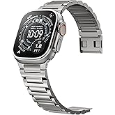 LULULOOK Luxury Band for Apple Watch Ultra 3/Ultra 2/Ultra 49mm , Grade 4 Pure Titanium Band for iWatch 49MM with Magnetic Clasp, Super DLC Scratch Resistant - Size & Color Match Titanium Metal for Men