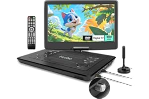 FEIHE 17.9" Portable DVD Player Built in TV with 15.6" Large HD Swivel Screen, ATSC Tuner, Built-in Battery, High Volume Speakers, Support HDMI/USB/AV/Sync TV and Multiple Formats