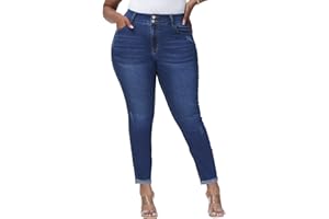 Gboomo Womens Plus Size Skinny Jeans Stretchy High Waisted Ankle Jean