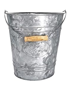 Autumn Alley Galvanized Trash Can | Small Bathroom Waste Basket | Embossed Rings, Oval Label and Turned Wood Handle add Farmhouse Charm | Galvanized Bathroom Accessories