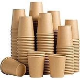 Lamosi 200 Pack 8 oz Kraft Paper Cups, Brown Disposable Paper Coffee Cups, Unbleached Paper Cups for Hot/Cold Beverage Party Home Office