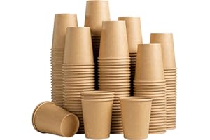 Lamosi 200 Pack 8 oz Kraft Paper Cups, Brown Disposable Paper Coffee Cups, Unbleached Paper Cups for Hot/Cold Beverage Party Home Office
