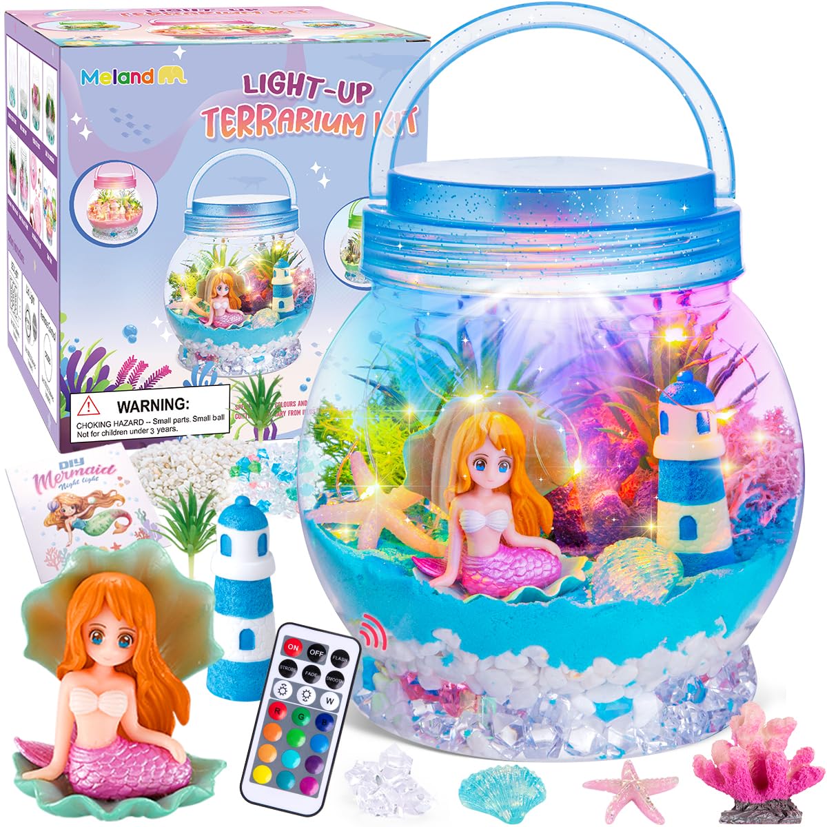 MELAND Mermaid Terrarium Kit for Kids, Craft Kits for Kids Birthday Presents, Mermaid Toys Gifts for Girls 5 6 7 8 + Years Old — image 1