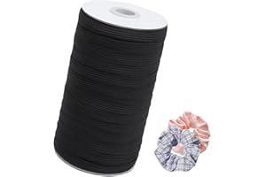 Elastic Cord 100M Black 5mm Wide Flat Stretch Band Polyester Latex Blend for Sewing Headbands Bags Bow Ties Wig Craft DIY Pro
