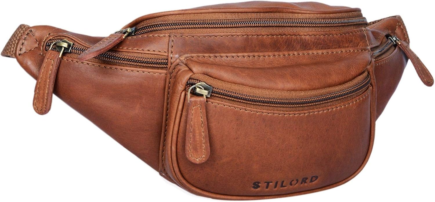 STILORD 'Eliah' Leather Waist Bag Vintage, Cognac-brown