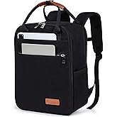 Lossga Unisex Adult Large Modern Black Polyester Water-Resistant Travel Laptop Backpack, 17" Laptop Compartment, 32L, Carry-On, 18x14x8 Personal Item, Spirit/Frontier/Airplane Approved